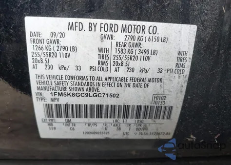 2020 Ford Explorer St from USA, damaged, VIN 1FM5K8GC9LGC71502